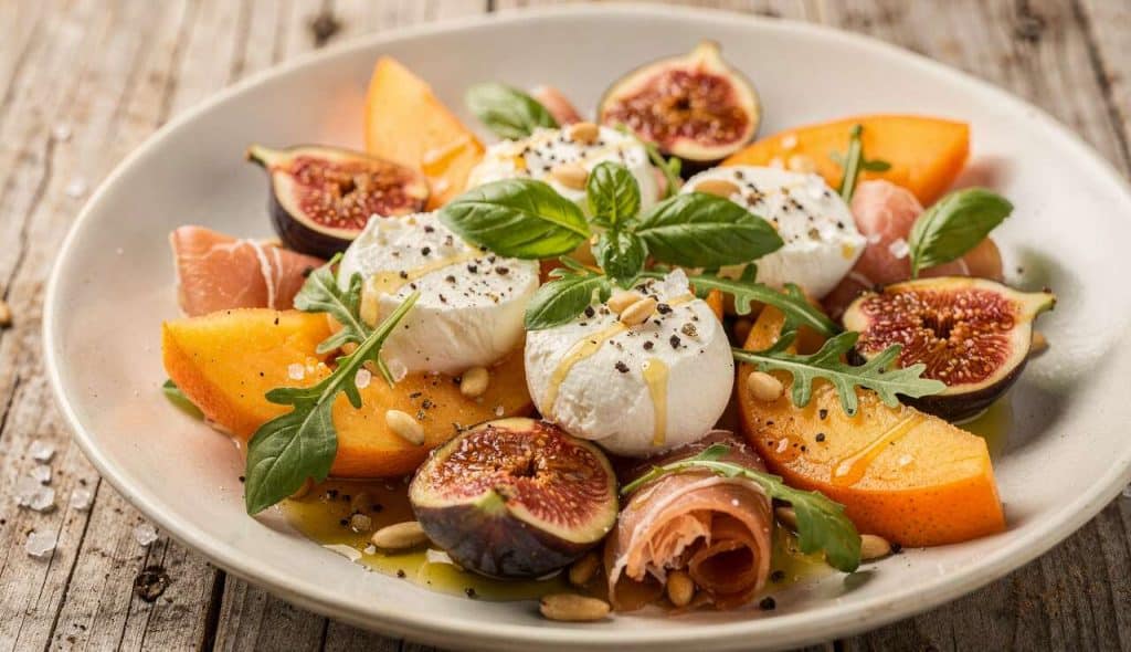 Salade estivale : melon, jambon et figues fraîches