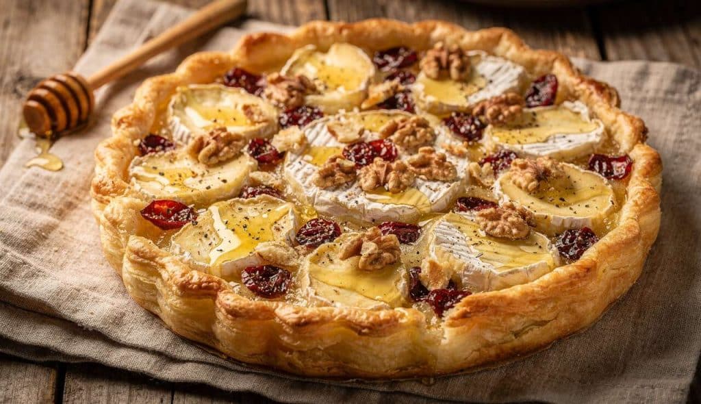 Recette de tarte fine au camembert et canneberges