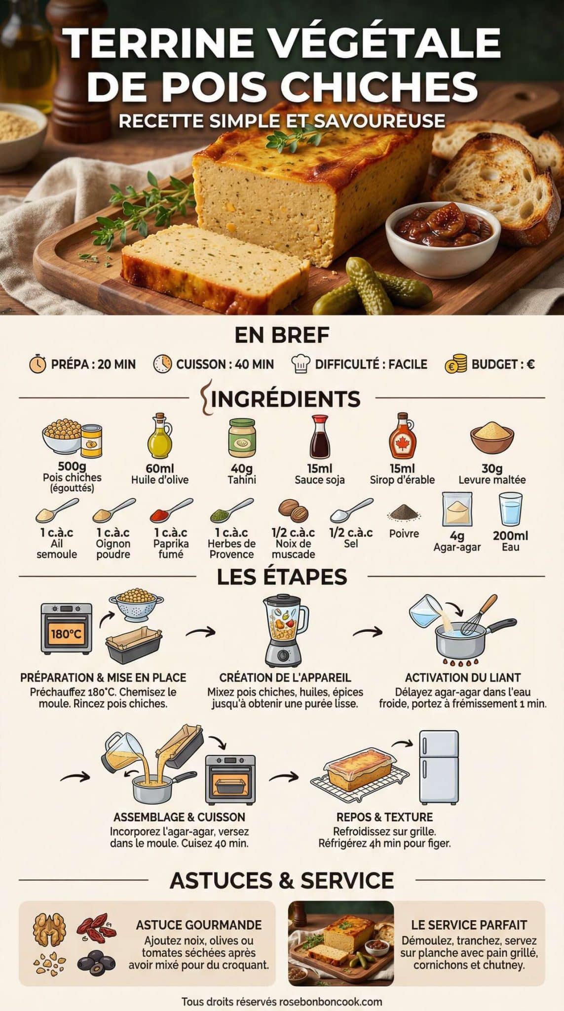 Fiche recette Terrine v&eacute;g&eacute;tale de pois chiches : recette simple et savoureuse