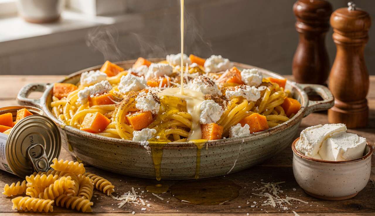 Gratin de pâtes au butternut et chèvre : recette gourmande et facile
