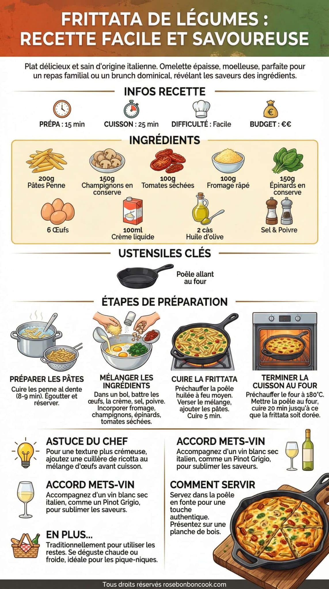 Fiche recette Frittata de l&eacute;gumes : recette facile et savoureuse