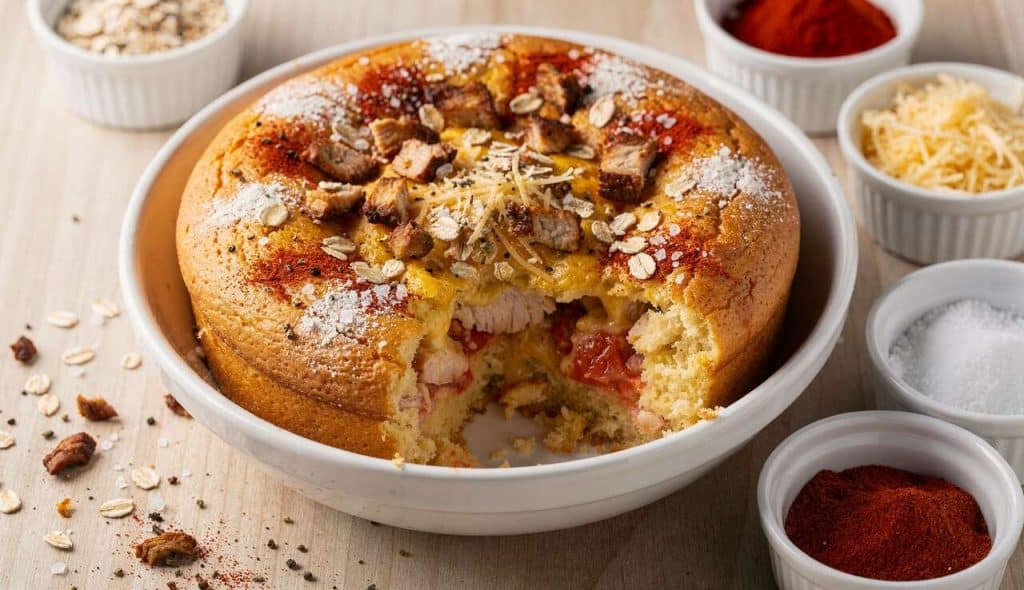 Bowl cake salé : recette au poulet, tomates et fromage
