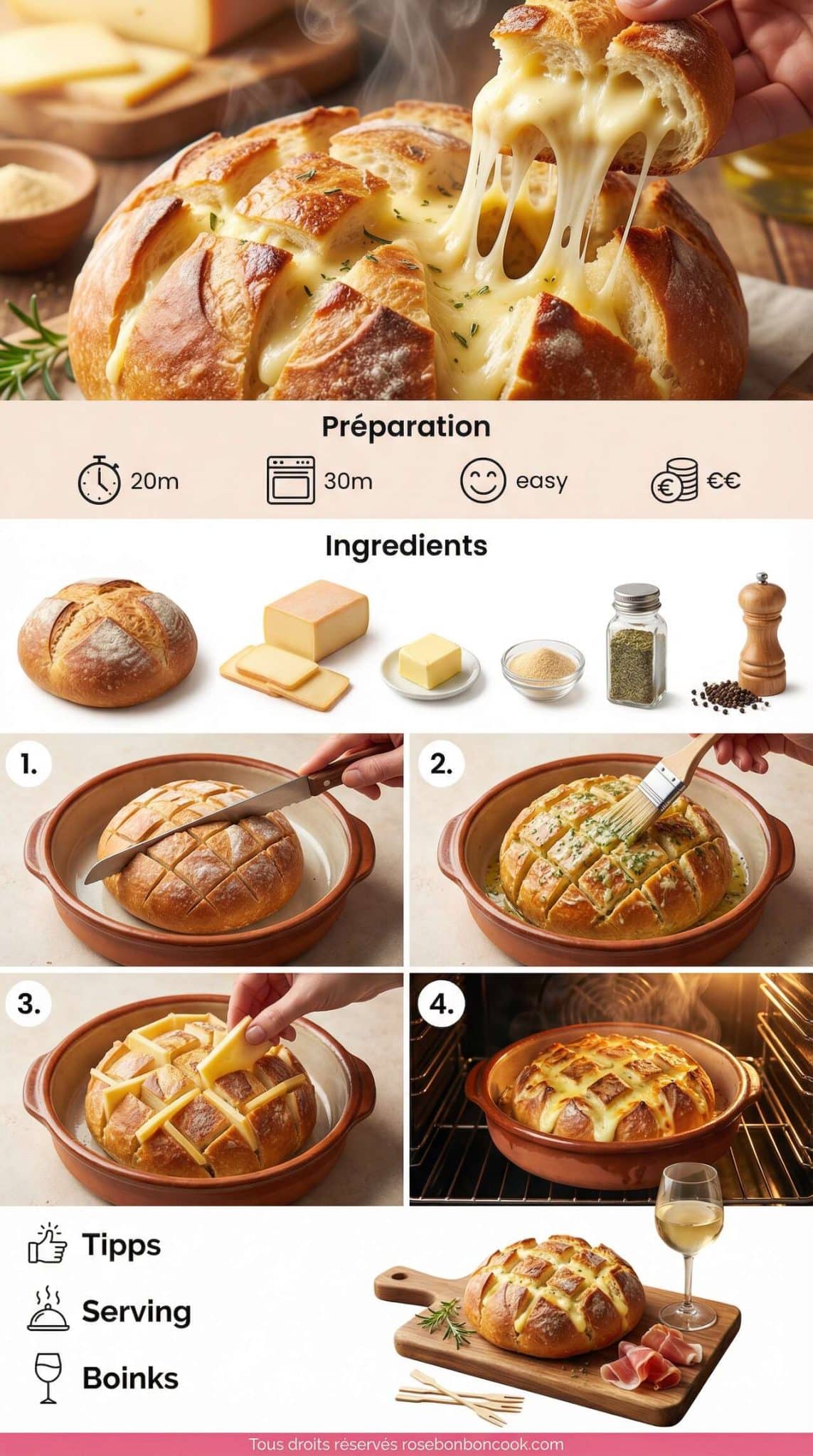 Fiche recette Pull Apart Bread &agrave; la Raclette : recette Gourmande