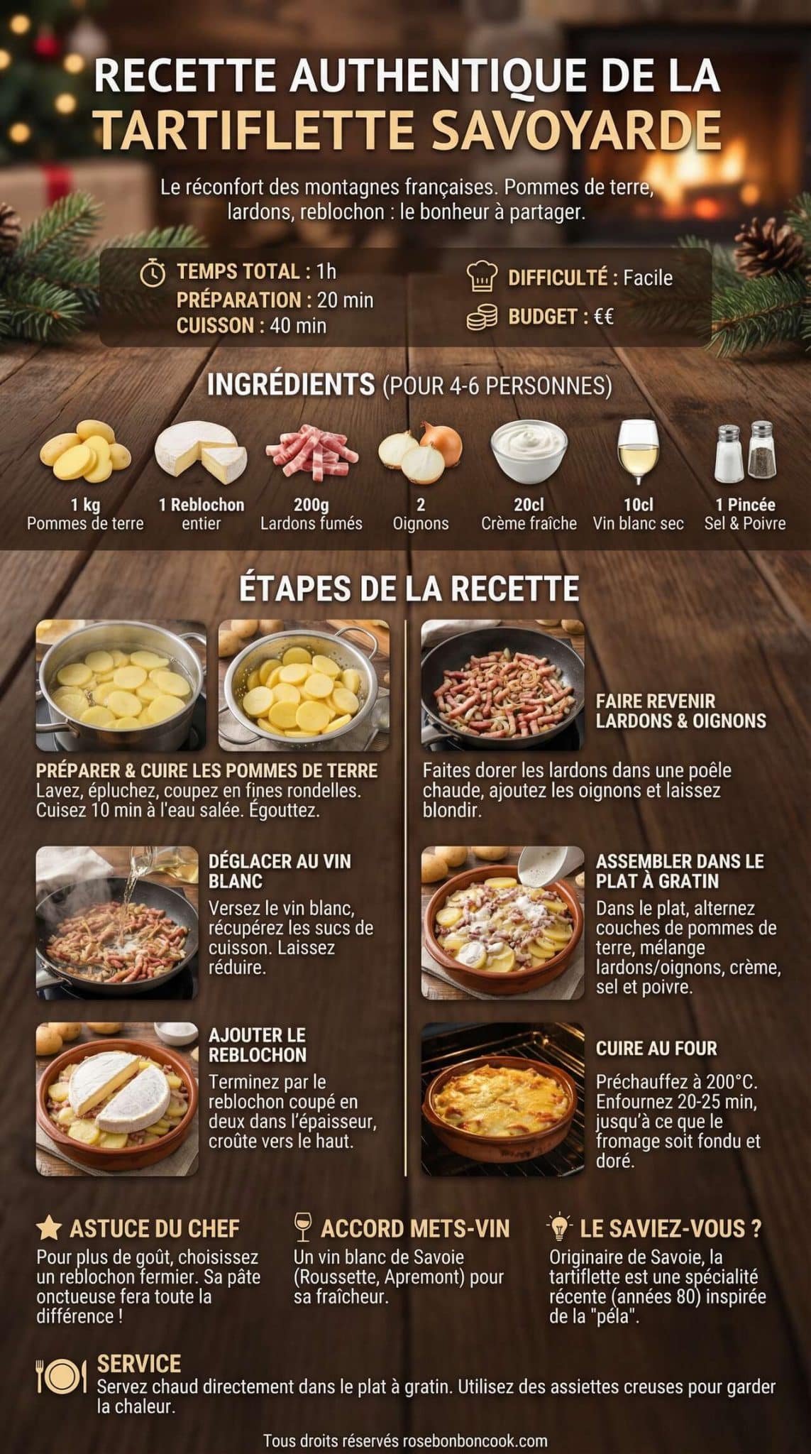 Fiche recette Recette authentique de la tartiflette savoyarde