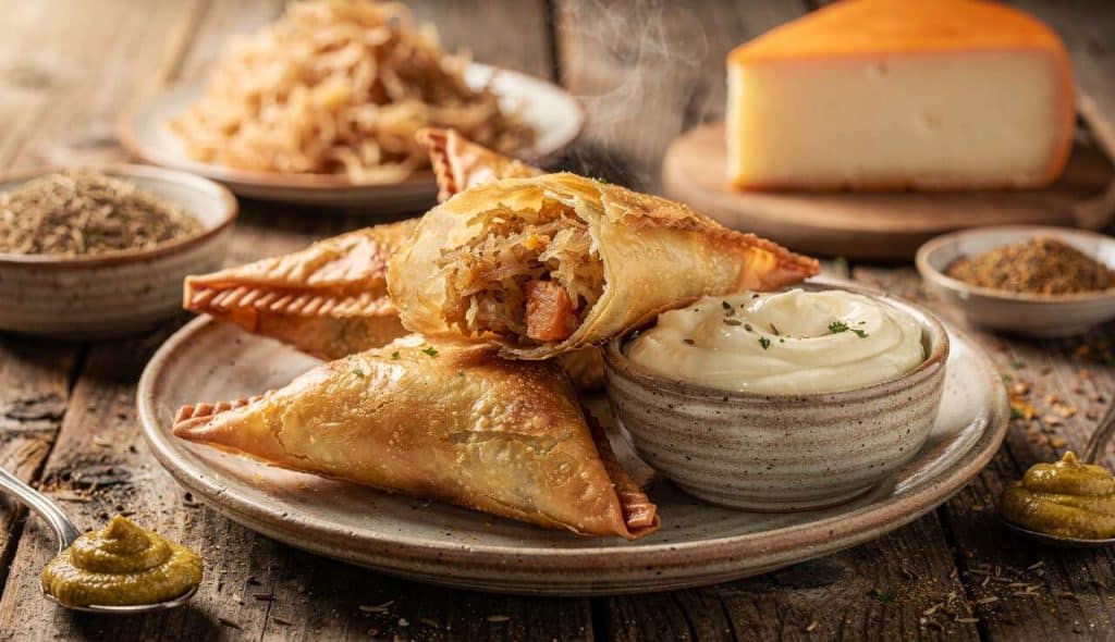 Samoussas de choucroute : recette originale avec dips au Munster