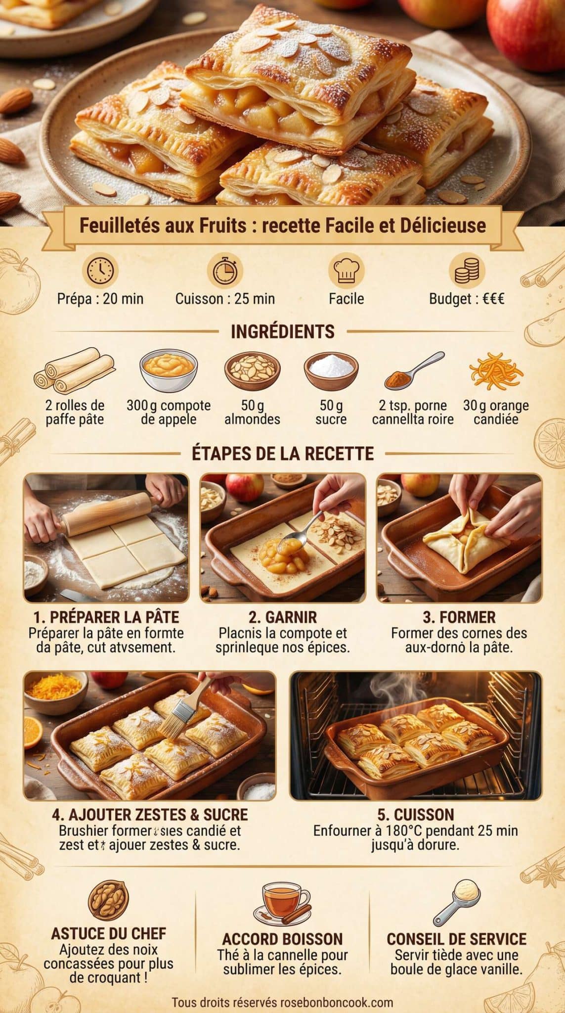 Fiche recette Feuillet&eacute;s aux Fruits : recette Facile et D&eacute;licieuse