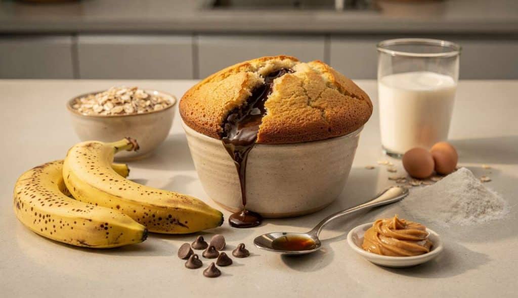 Banana bowlcake cœur fondant au chocolat - Recette gourmande