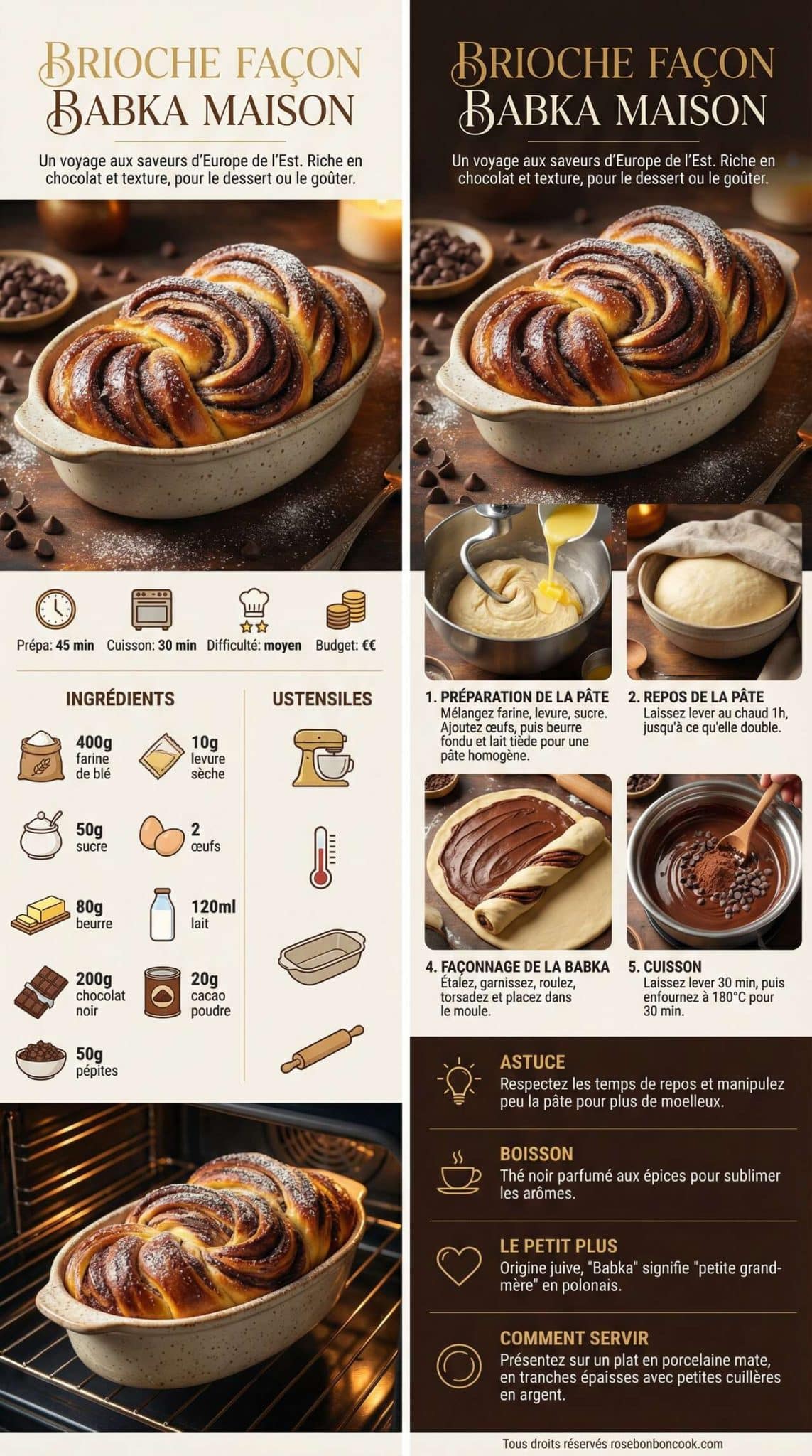 Fiche recette Recette de brioche fa&ccedil;on Babka maison