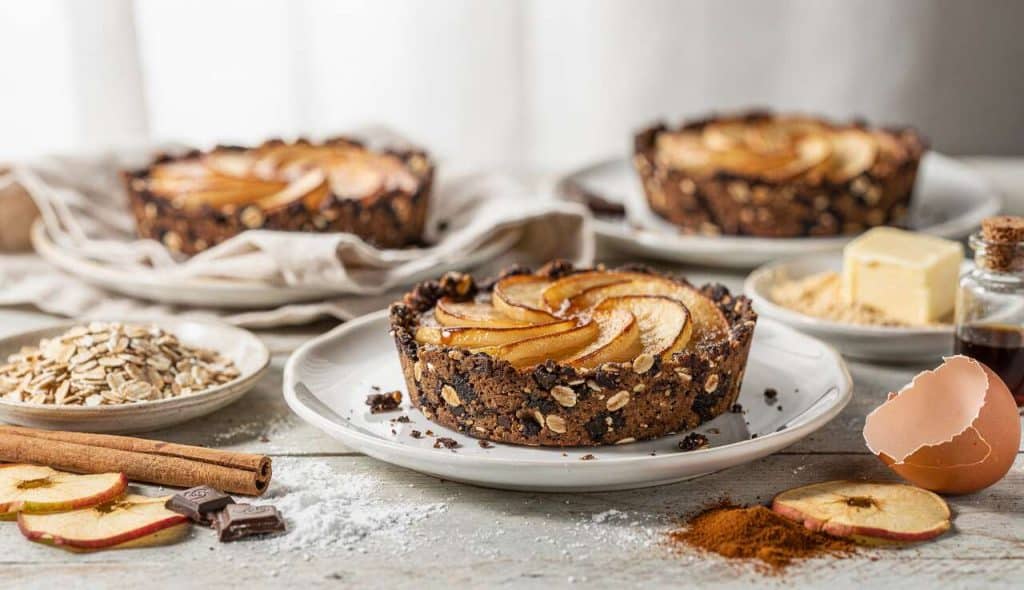 Mini-tartelettes aux pommes, fond de tarte avoine-chocolat