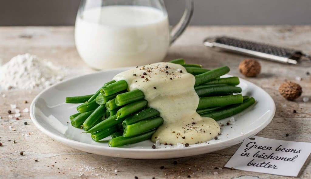 Haricots verts à la béchamel sans beurre : recette savoureuse