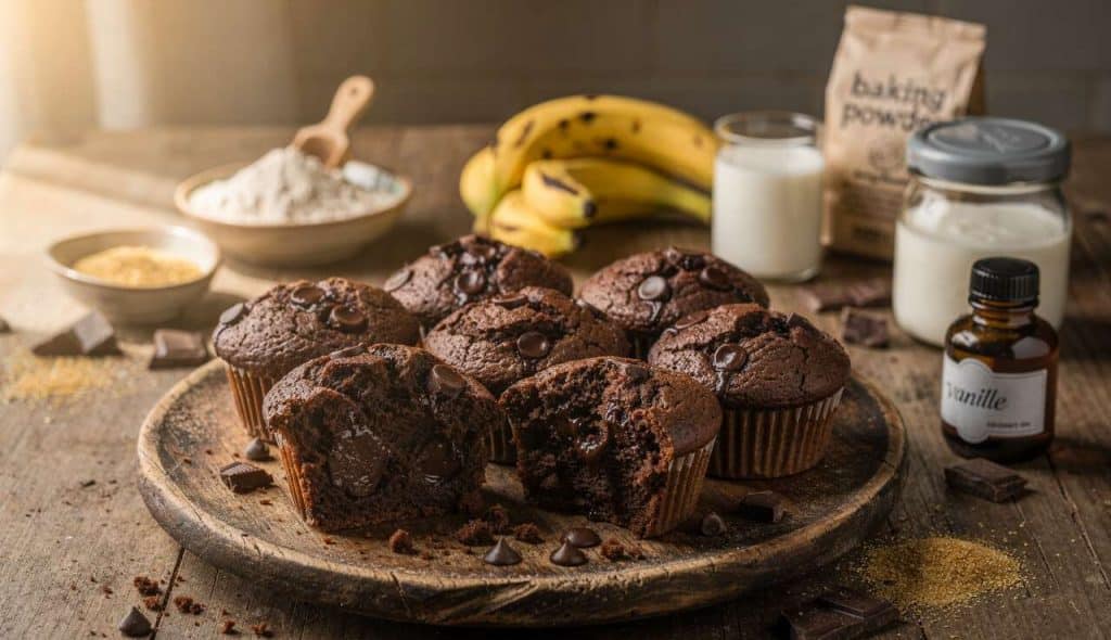 Muffins vegan banane chocolat : recette gourmande et facile