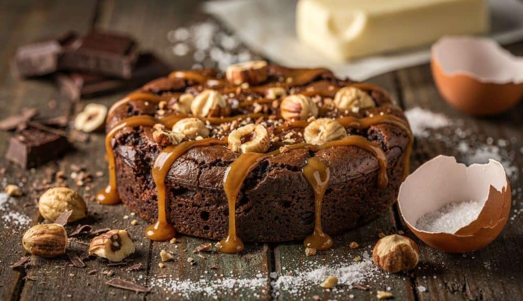 Brownie chocolat caramel-noisettes : recette gourmande