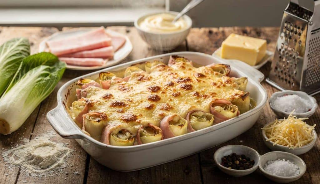 Recette d'endives au jambon gratinées