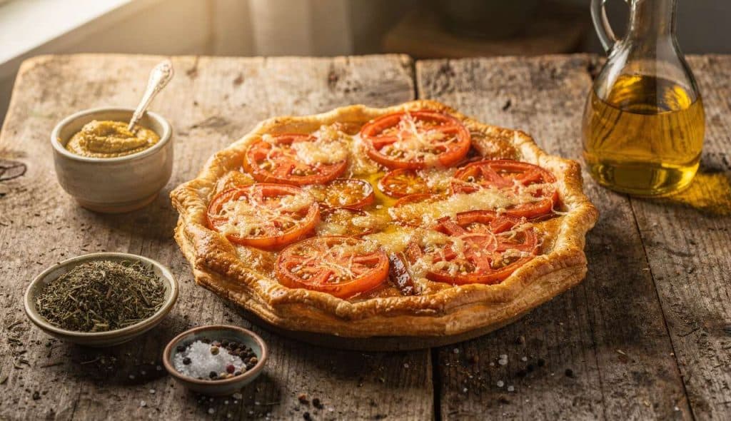 Recette facile de tarte à la tomate et à la moutarde