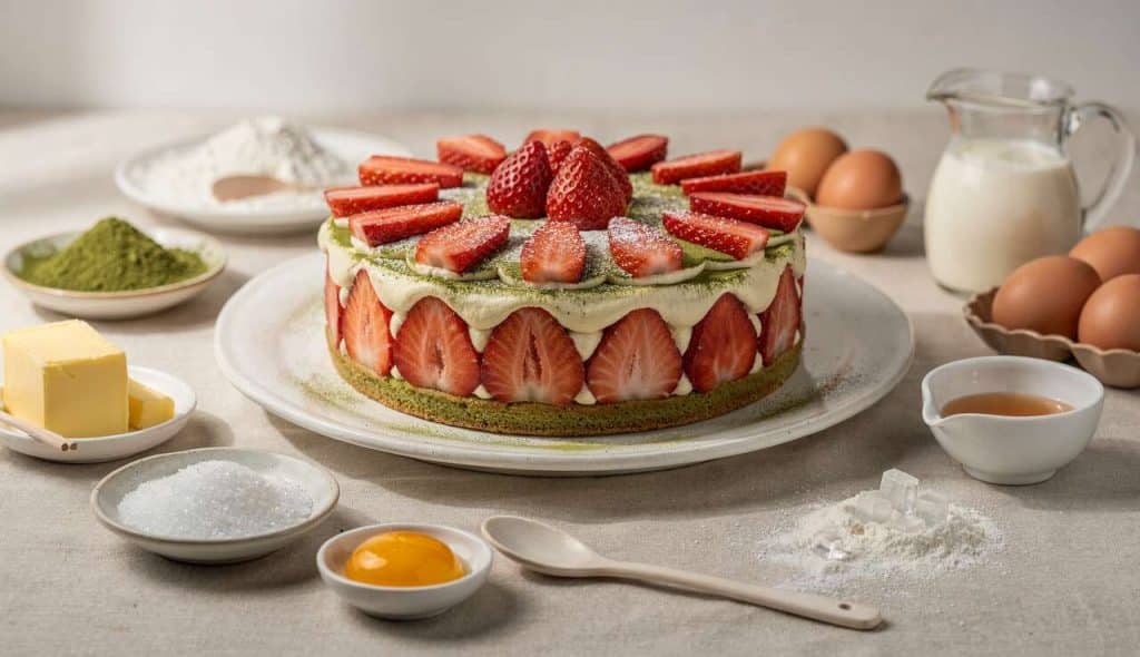 Fraisier Japonais : recette de Fraises, matcha et Yuzu