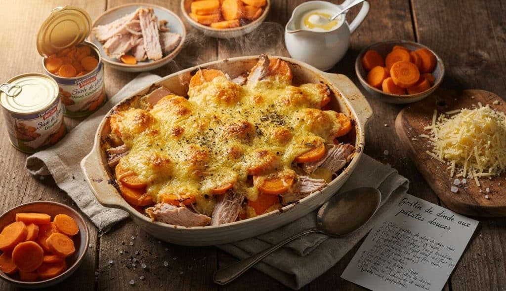 Gratin de dinde aux patates douces : recette savoureuse