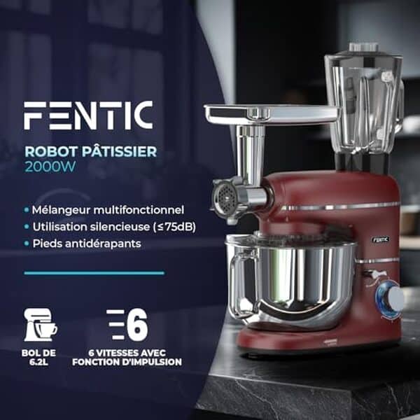 Découvrez notre avis sur le robot pâtissier Fentic 6 en 1 2000W : un appareil puissant et polyvalent pour révolutionner votre cuisine