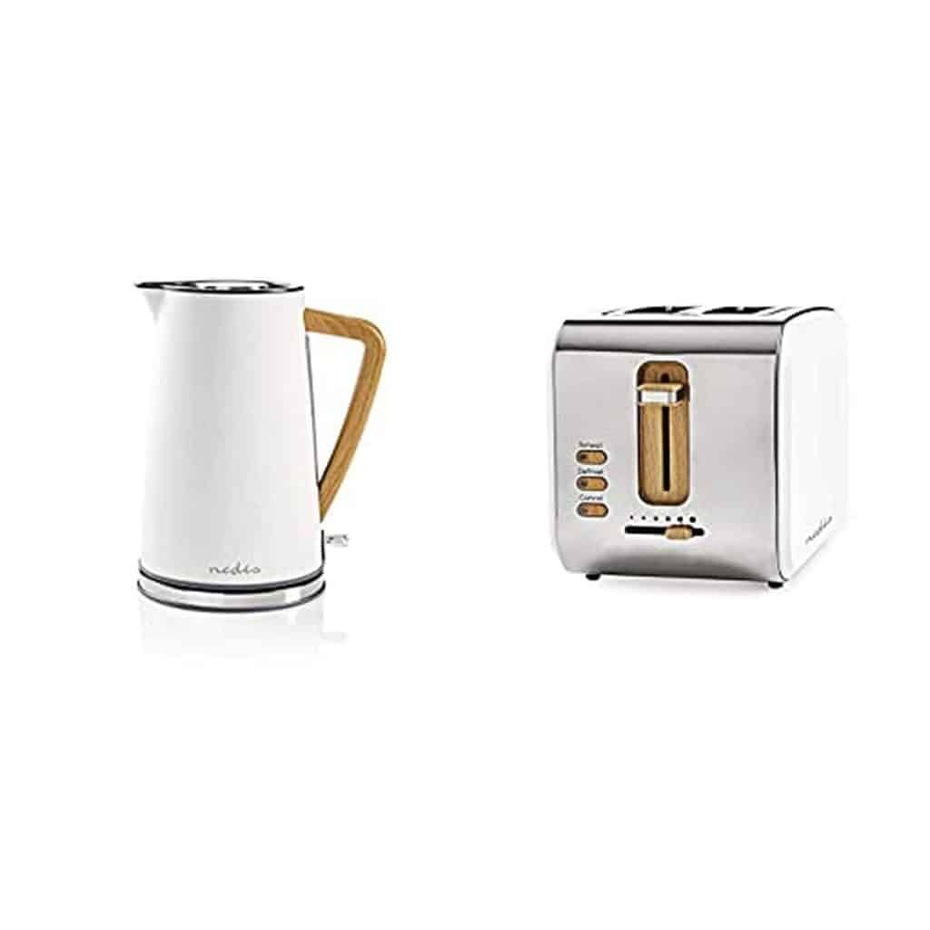 Test : bouilloire électrique Nedis 1, 7 l + grille-pain 2 fentes larges blancs