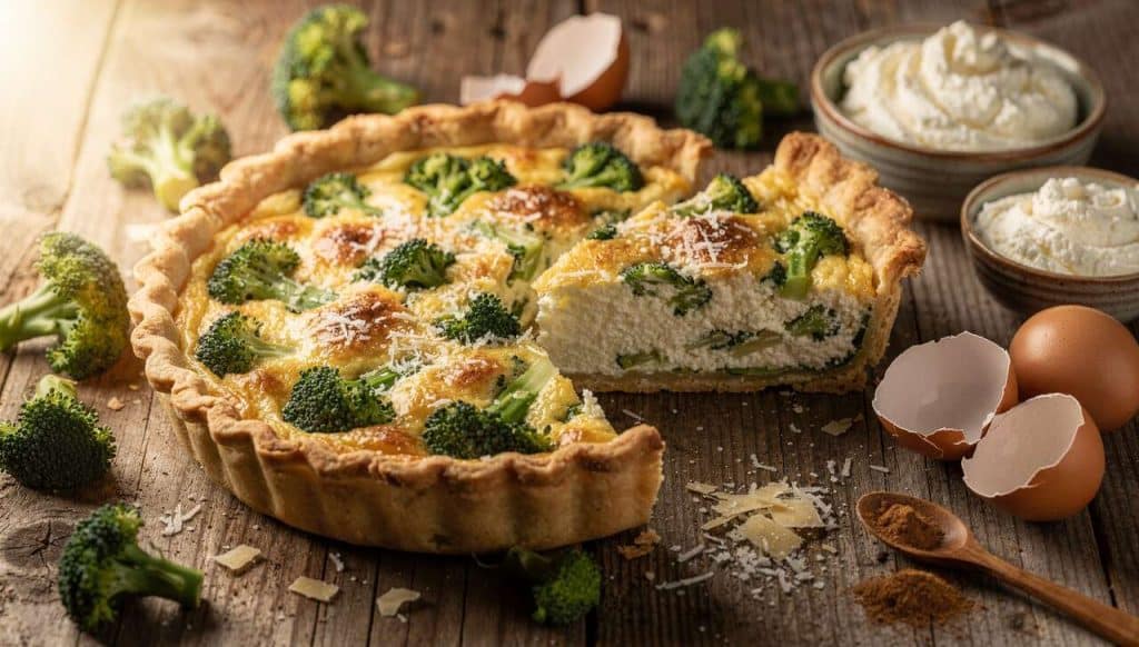 Quiche aux brocolis et ricotta : recette facile et savoureuse