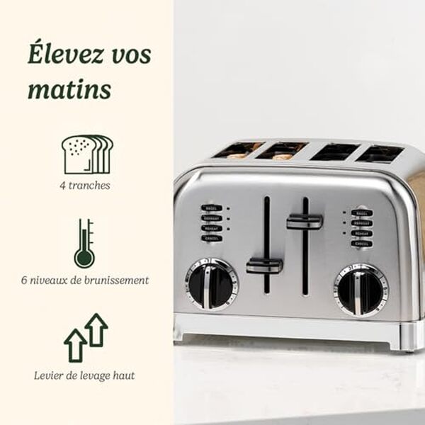 Plongée dans le monde du cuisinart 4 tranches en acier inoxydable : avis complet, caractéristiques et performance pour des petits-déjeuners réussis.