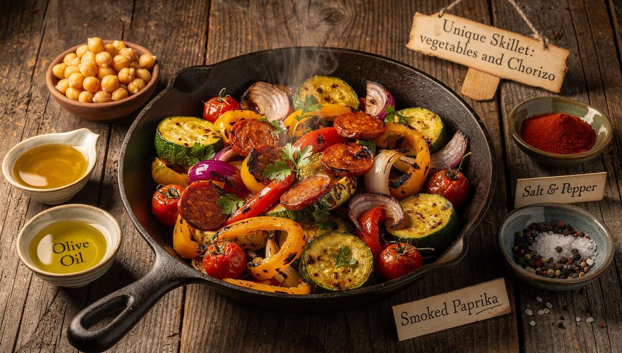 Poêlée unique : légumes et chorizo