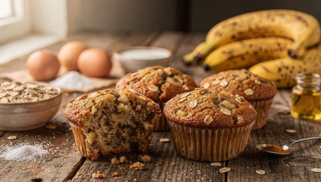 Muffins à la banane et avoine : recette facile au blender