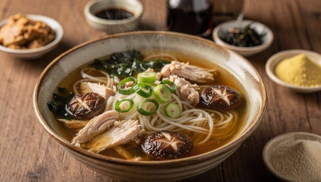 Soupe Miso Poulet et Vermicelles de Riz : recette Savoureuse