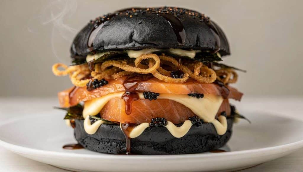 Burger noir araignée au saumon : recette originale