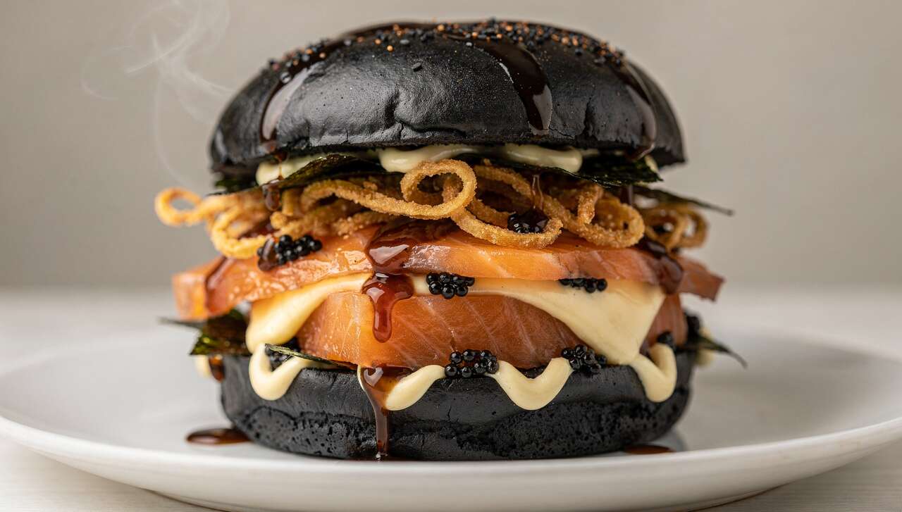 Burger noir araignée au saumon : recette originale