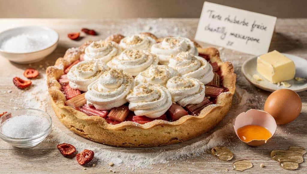 Tarte Rhubarbe Fraise Chantilly Mascarpone : recette Gourmande