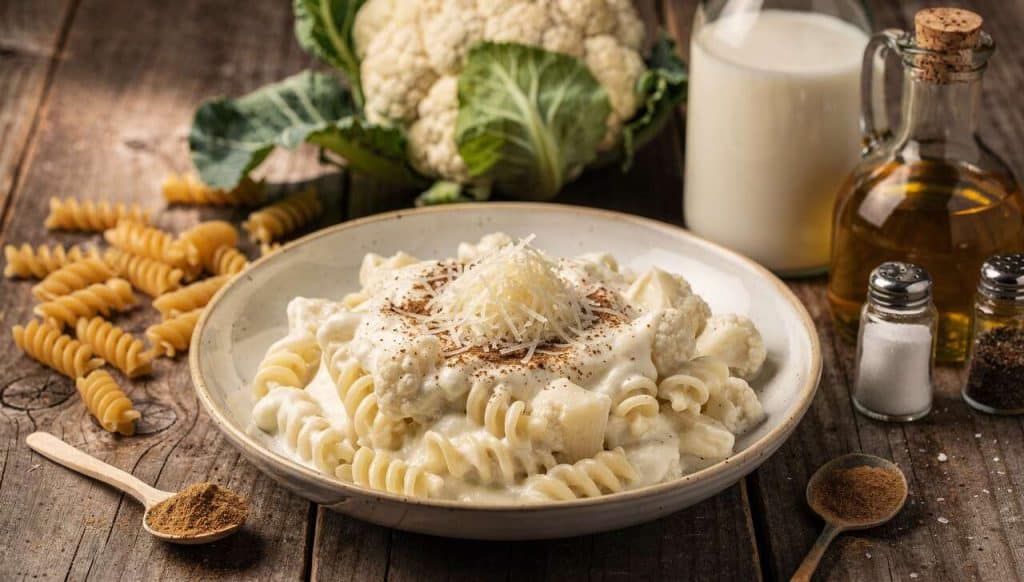 Pâtes sauce Alfredo au chou-fleur : recette crémeuse et facile