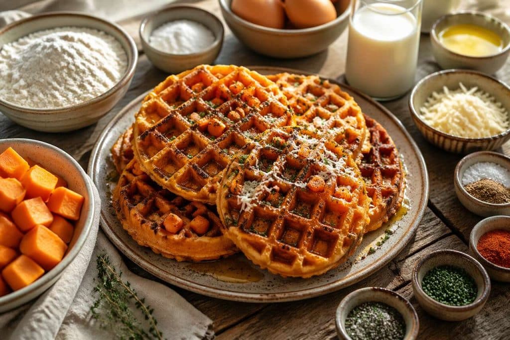 Gaufres salées à la patate douce : la recette facile et savoureuse