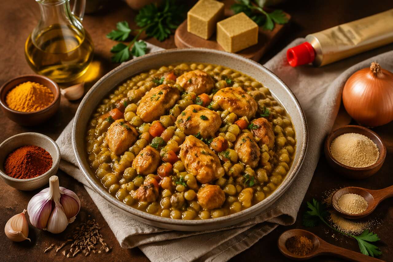 Recette de one-pan de poulet aux pois cassés