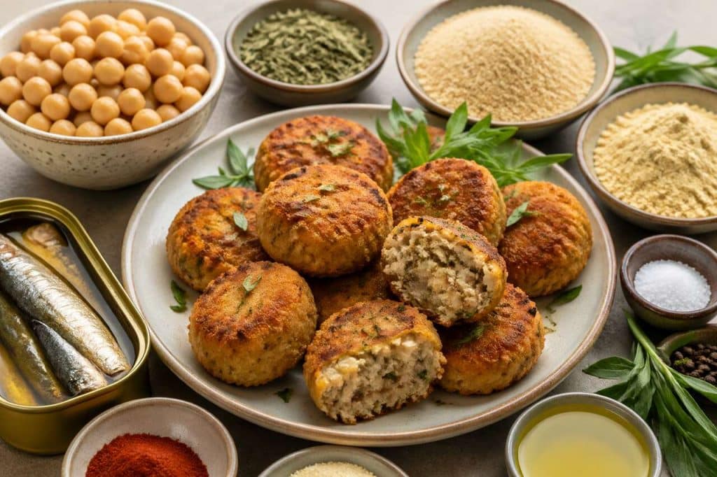 Recette de croquettes pois chiche, sardines et estragon