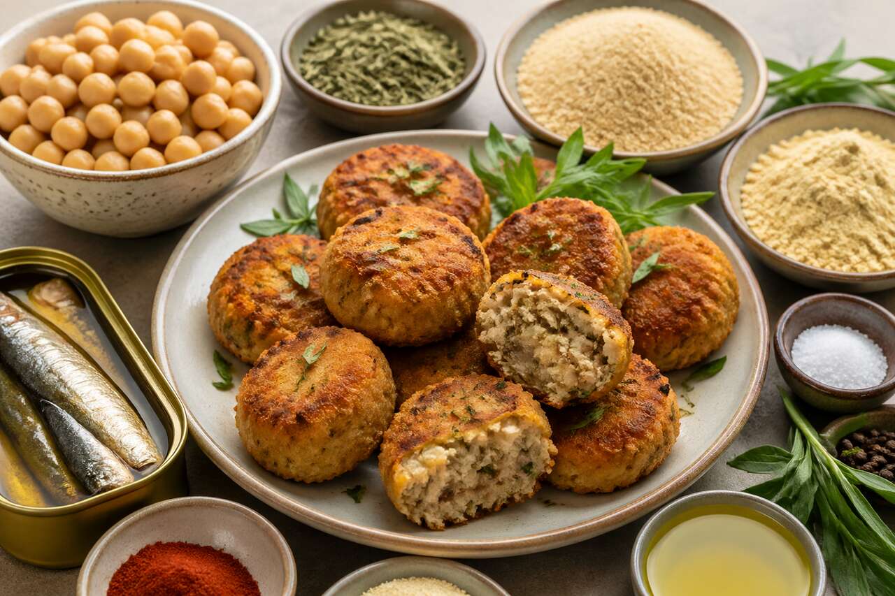Recette de croquettes pois chiche, sardines et estragon