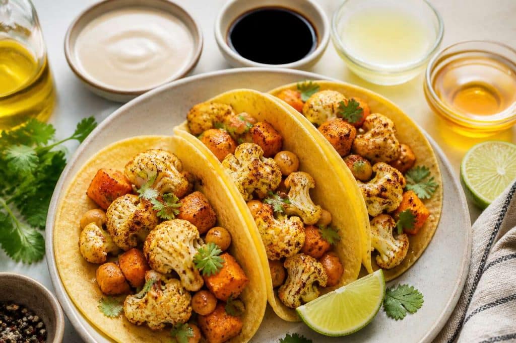 Tacos végétariens : chou-fleur et patate douce