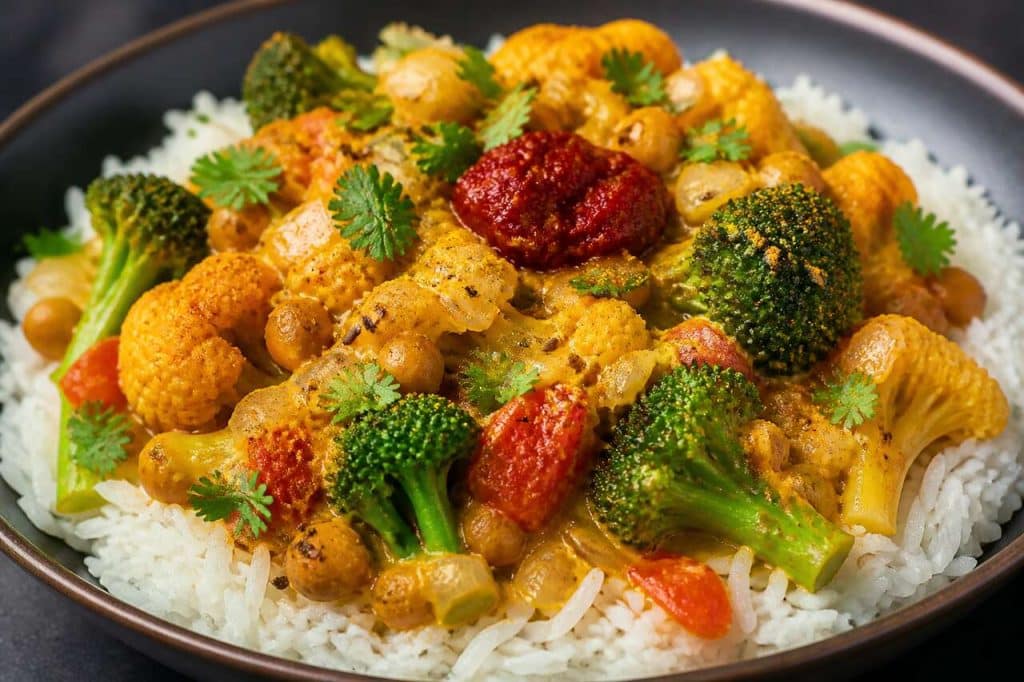 Curry végétarien au chou-fleur et brocoli : recette savoureuse