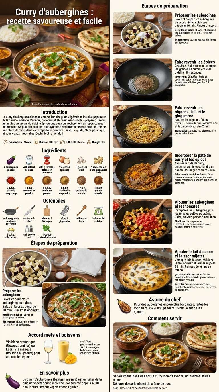 Fiche recette Curry d'aubergines : recette savoureuse et facile Fiche recette Curry d'aubergines : recette savoureuse et facile