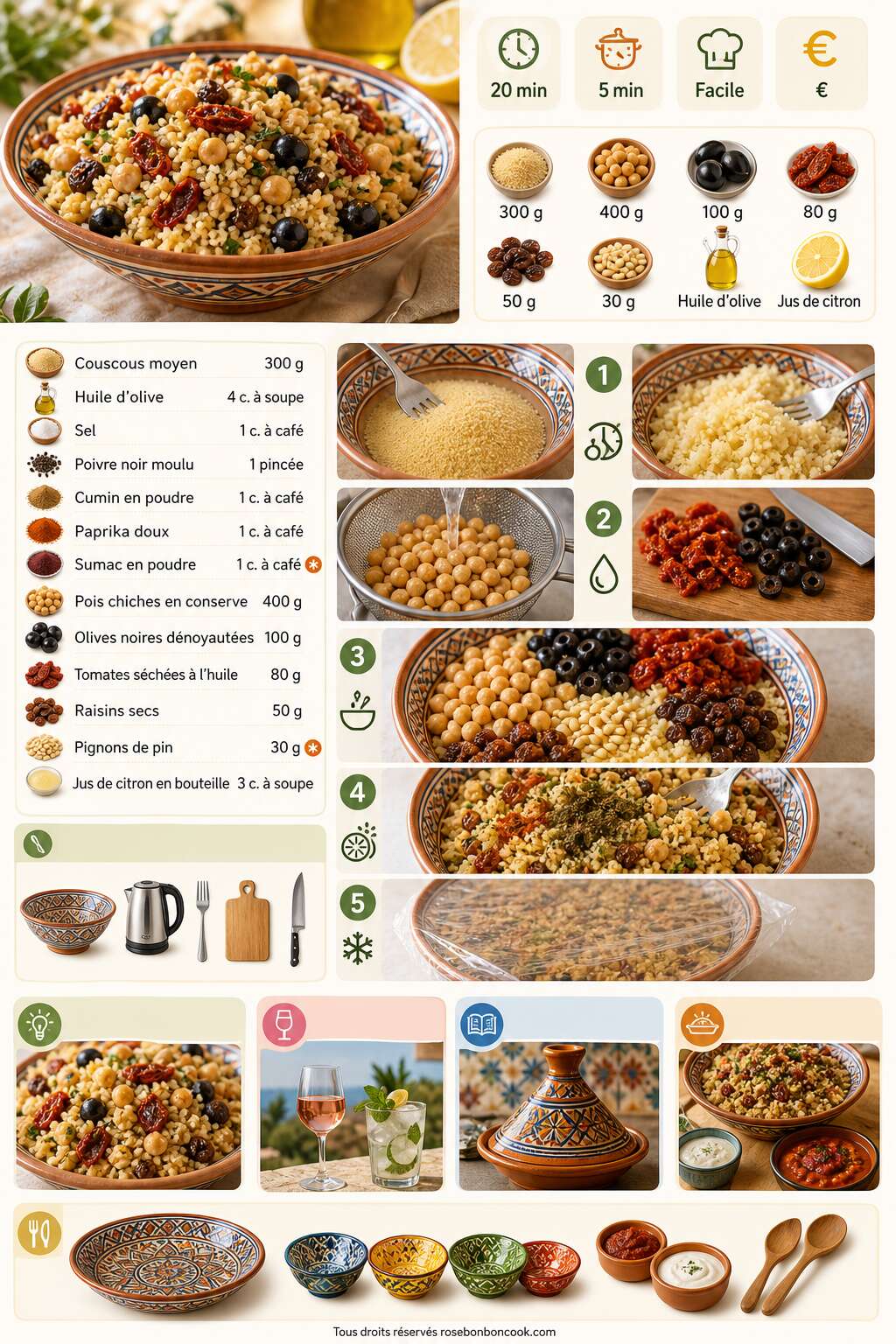 Fiche recette Salade de couscous méditerranéenne : recette facile et savoureuse Fiche recette Salade de couscous méditerranéenne : recette facile et savoureuse