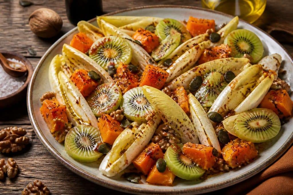 Salade hivernale endives, potimarron, kiwis : recette gourmande