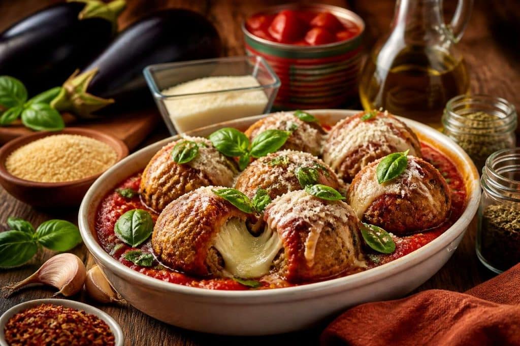 Boulettes d'aubergines à la Parmigiana : recette savoureuse