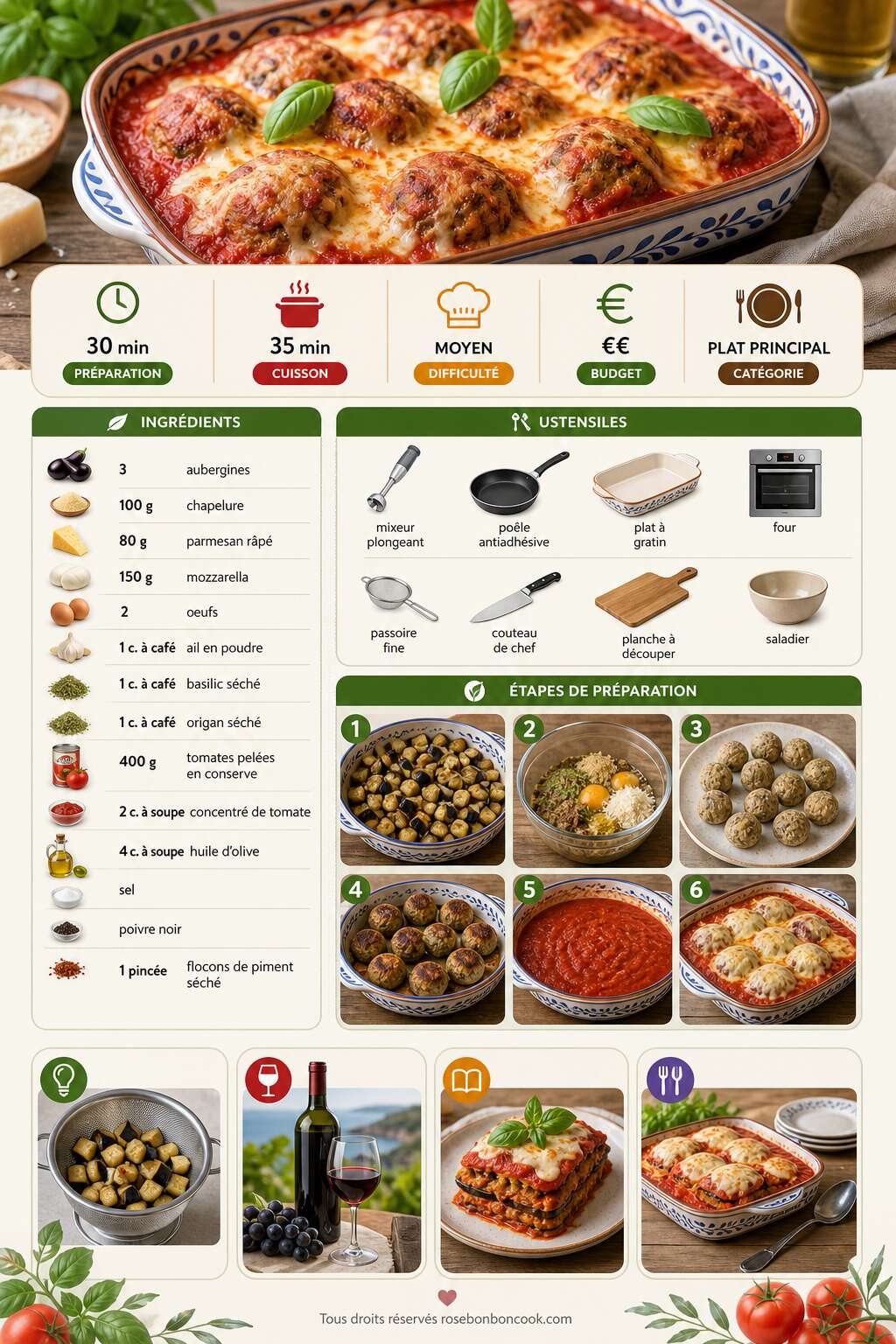 Fiche recette Boulettes d'aubergines à la Parmigiana : recette savoureuse Fiche recette Boulettes d'aubergines à la Parmigiana : recette savoureuse