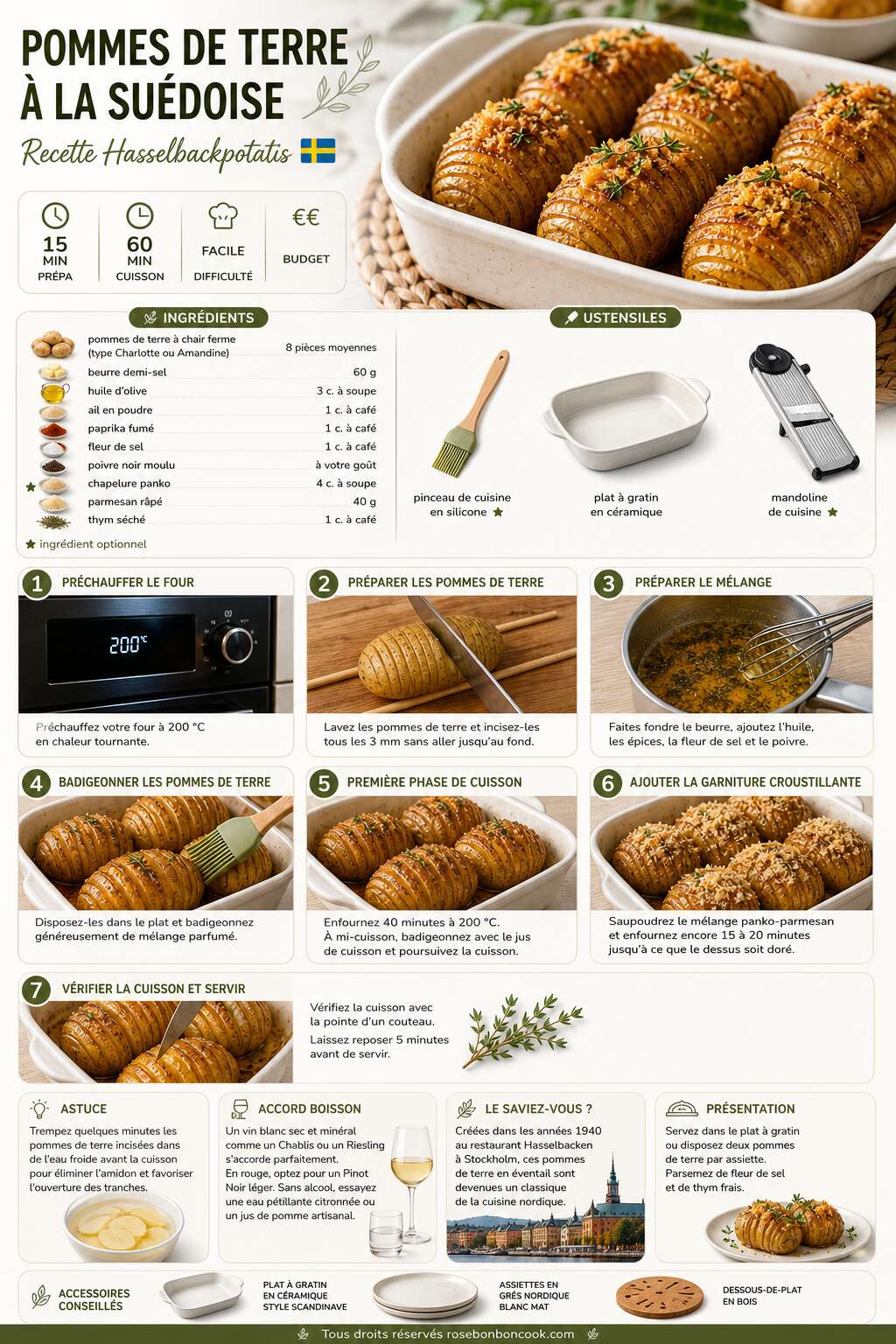 Fiche recette Pommes de terre à la suédoise : recette Hasselbackpotatis Fiche recette Pommes de terre à la suédoise : recette Hasselbackpotatis