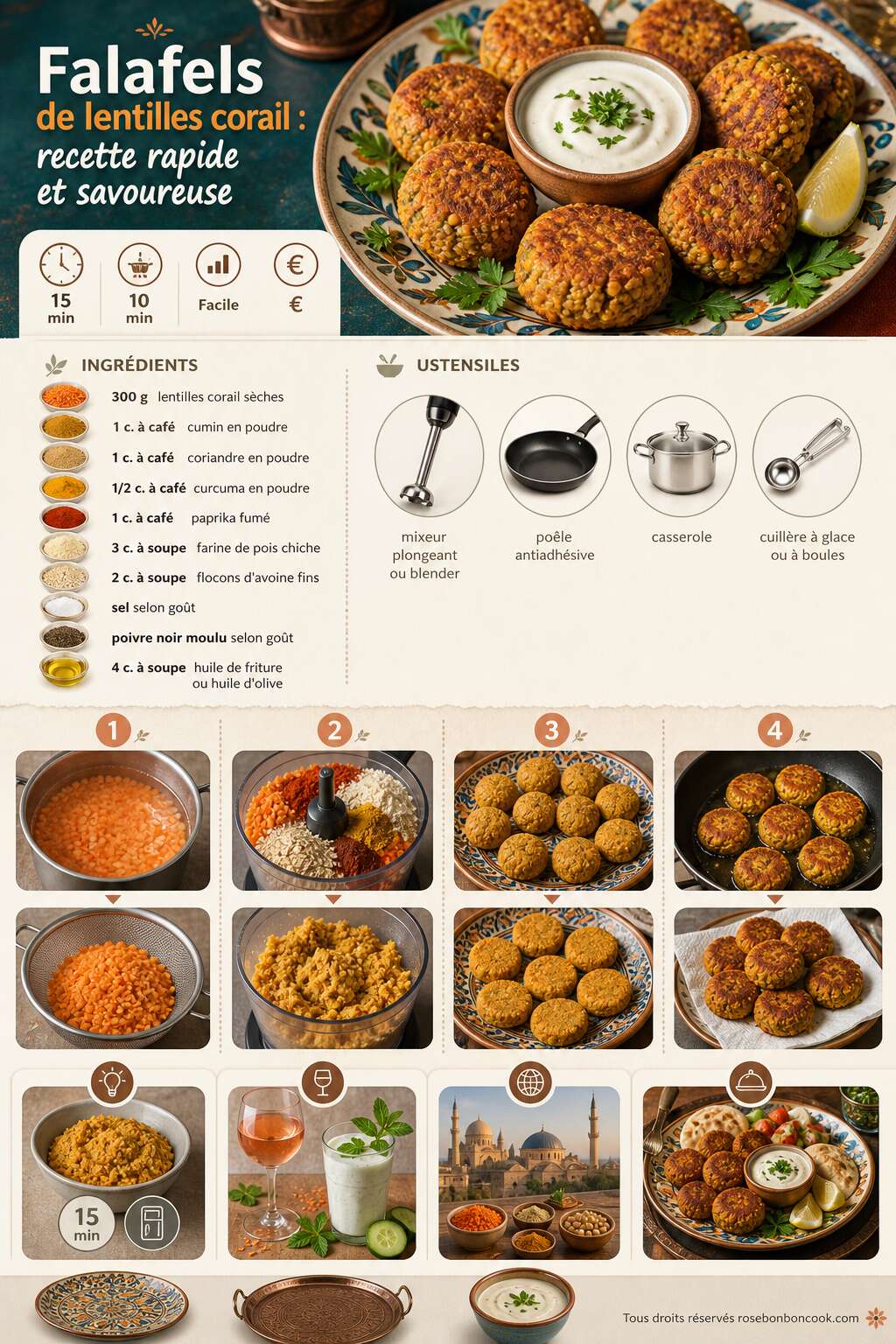 Fiche recette Falafels de lentilles corail : recette rapide et savoureuse