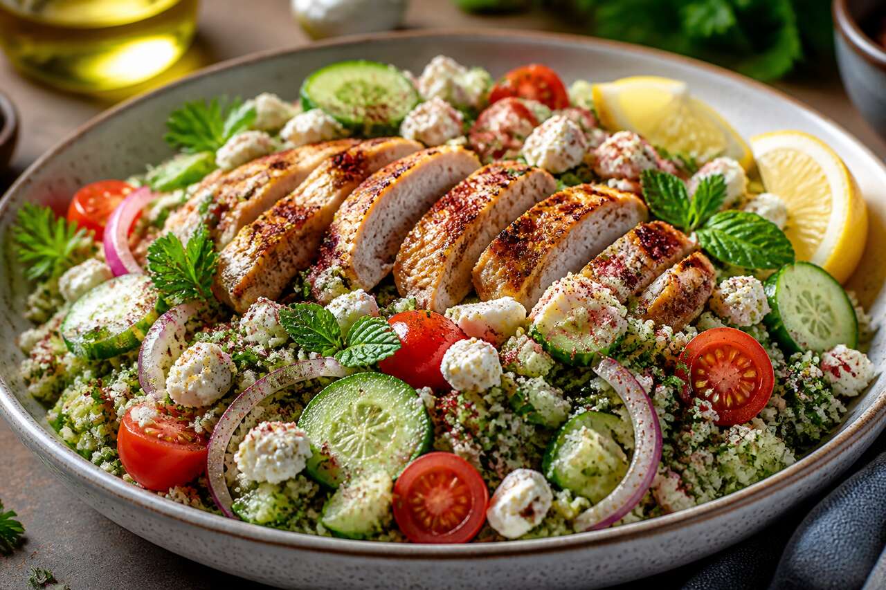 Taboulé au poulet et feta : recette délicieuse