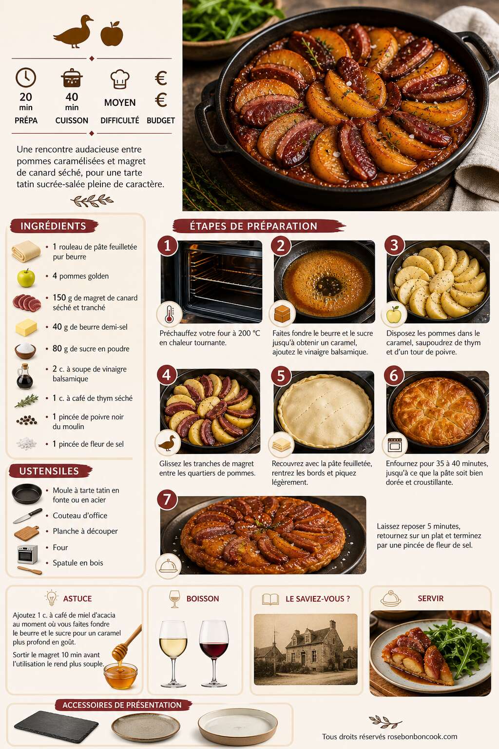 Fiche recette Tarte tatin pommes et magret : recette savoureuse