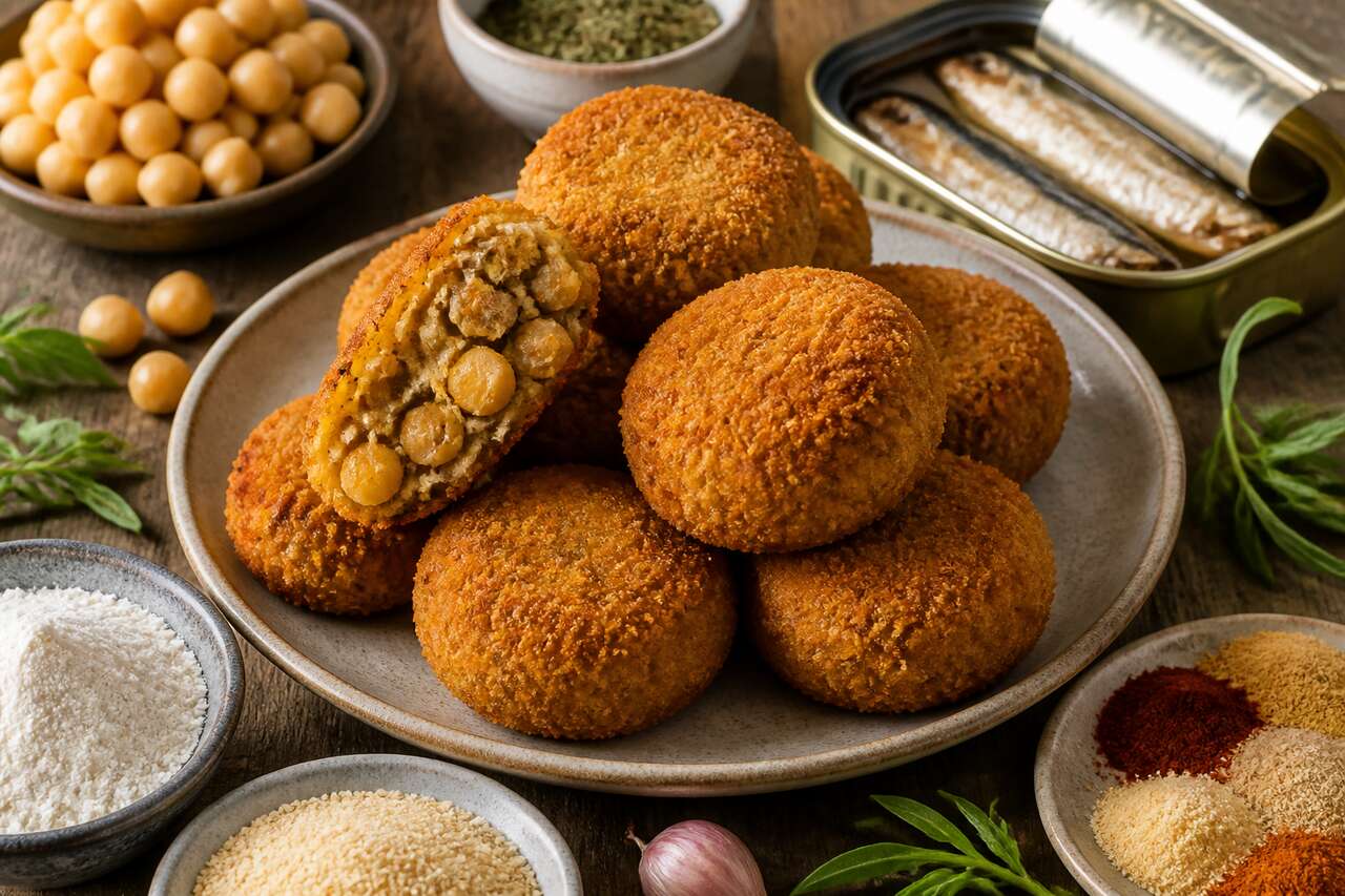Recette de croquettes pois chiche, sardines et estragon