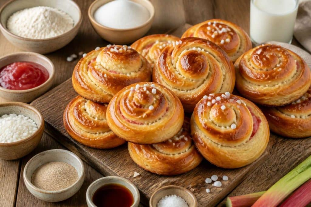Recette de brioches à la vanille et à la rhubarbe