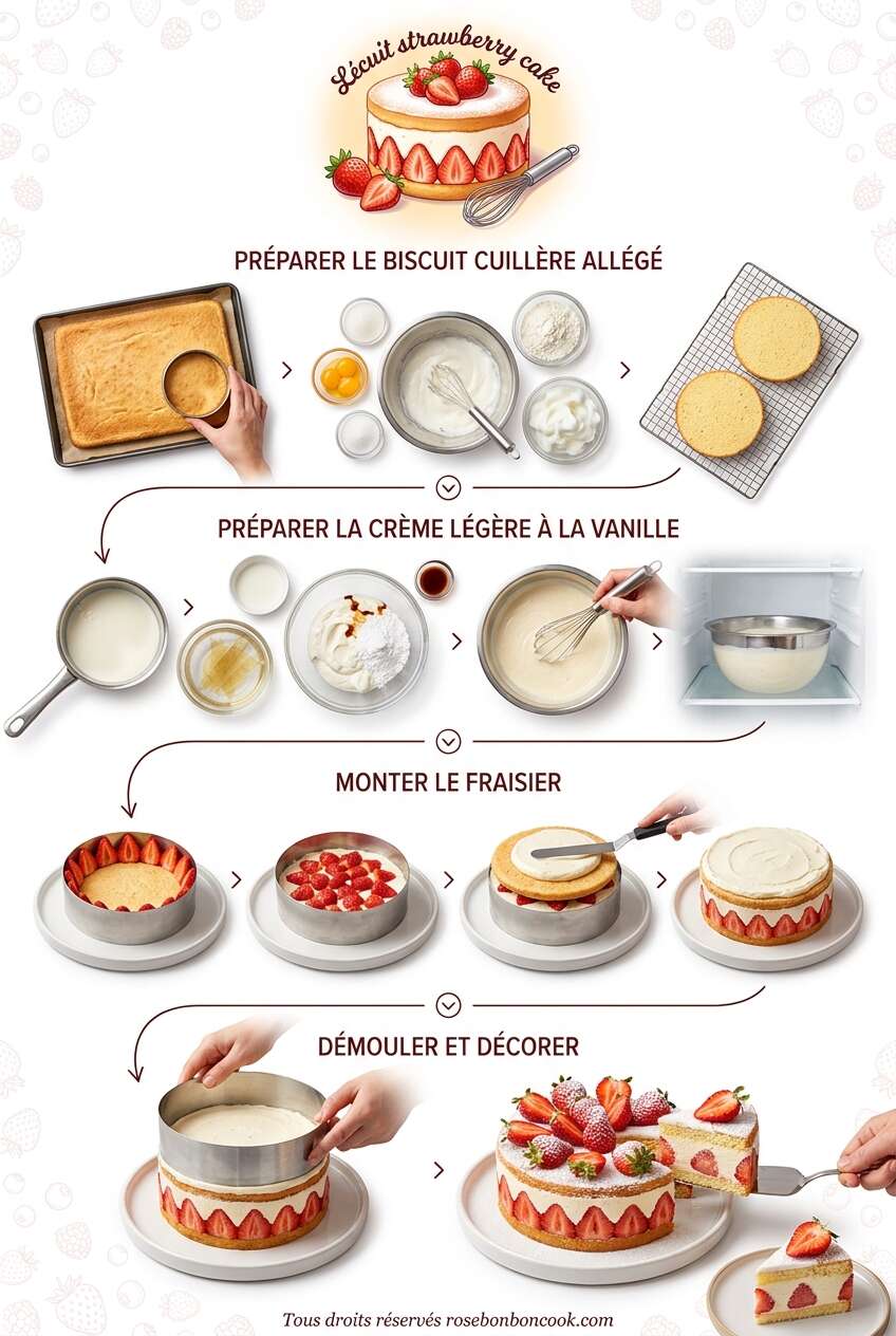 Fiche recette Recette du fraisier l&eacute;ger et facile