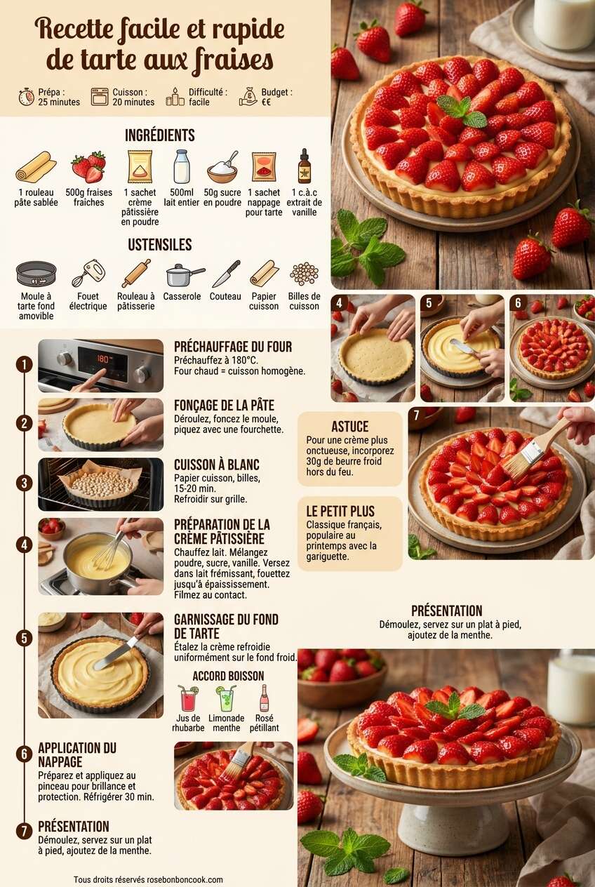 Fiche recette Recette facile et rapide de tarte aux fraises